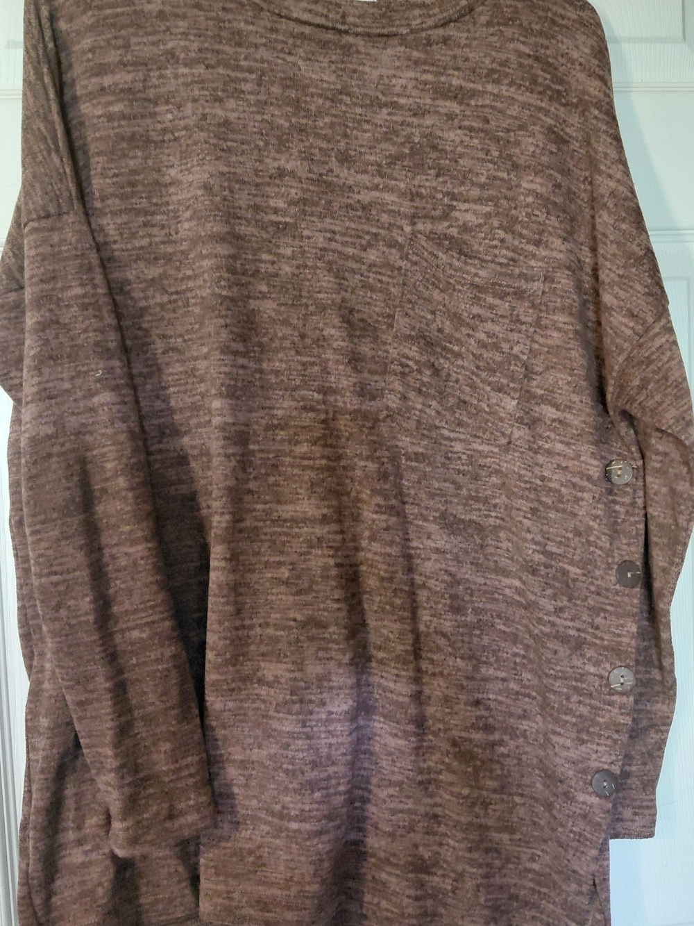 Reborn Brown Button-Side Knit Pullover